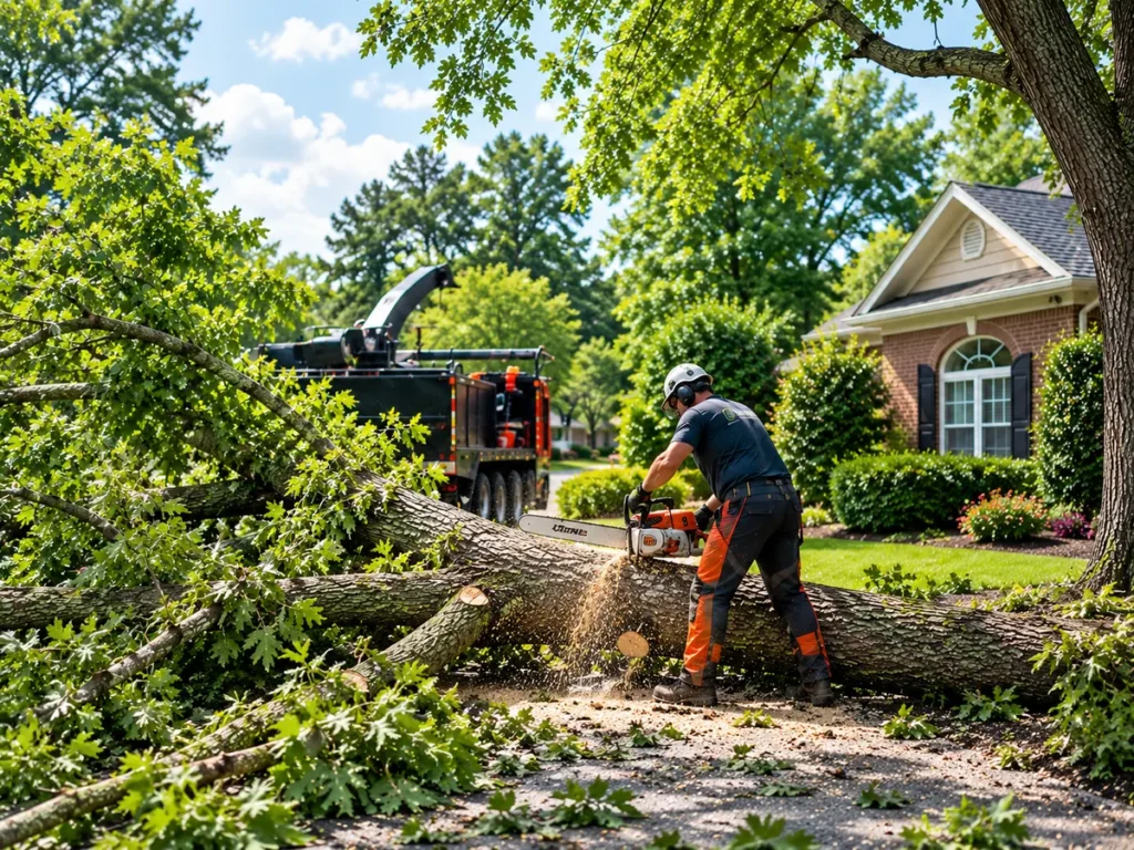 Emergency tree service removing a fallen tree in Huntsville AL